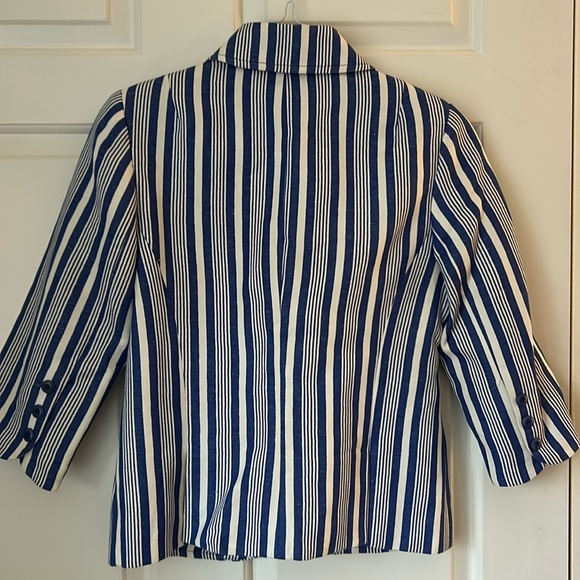 Women's Trina Turk Blue & White Striped Blazer Size 2 - Picture 6 of 7